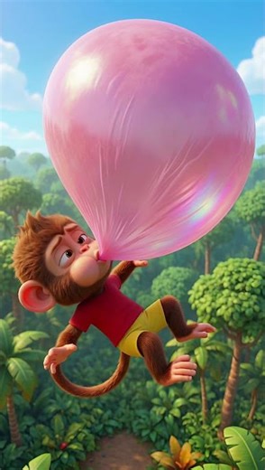 Monkey vs Giant Bubblegum! 🍬💥 #funny #viral #comedy #shortsfeed #monkey