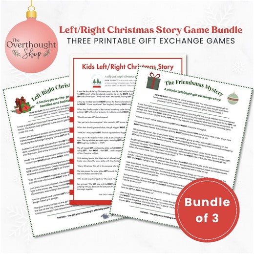 Left Right Christmas Story Bundle Printable, Kids Holiday Gift Exchange Games, Friendsmas Party Game, Classroom Christmas Activity Pack - Etsy