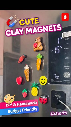 DIY Clay Magnets 🧲 🫣 #ClayArt#DIYCrafts#FridgeMagnets#HandmadeWithLove#Shorts