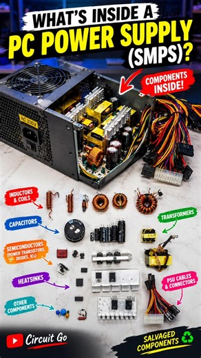 What’s Inside a PC Power Supply (SMPS)? 😱⚡ | Electronic Components Salvage