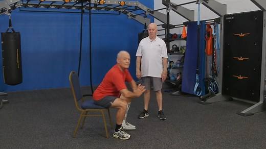 Want stronger glutes, hips, and thighs? Squats are a must. Here’s how you can perform squats in a chair. Click here for more squat variations: https://bit.ly/3b7uXel | SilverSneakers