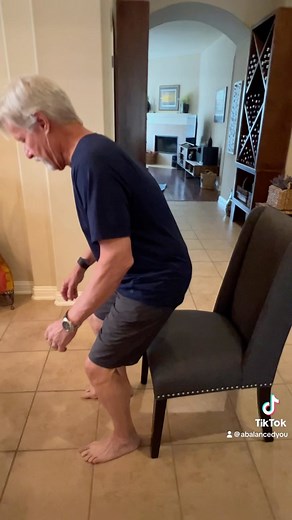 I love chair squats as a starting exercise for beginners because it helps strengthen the legs but maybe more importantly it helps you become more familiar with the hip hinge. It helps us discover our hamstrings and our backs will thank us. | A Balanced You