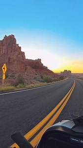 I’ve ridden in Glacier National Park, Yellowstone, Acadia, Olympic, Crater Lake, and many others. But NOTHING prepared me for the experience of witnessing Arches National Park at golden hour. I was on a mission to take some photos so I wasn’t 100% focused on the ride or the views, but WOW… rounding that bend and seeing the mammoth rocks aglow with the warm setting sun just set me off. It was euphoric. Genuinely one of the most beautiful landscapes my eyes have ever seen. Have you ever seen anyth