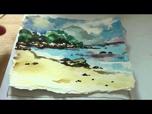 landscape painting in my fauxdori/drawing paper vs watercolor paper
