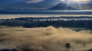 This morning's dense fog rolling in over Tacoma! KING 5 Meteorologist Mike Everett says to expect more of this during the morning commute for the rest of the week. Read more about this week's forecast here: https://www.king5.com/article/weather/forecast/7-day/seattle-tacoma-everett-bellevue-weather-forecast/281-65c9dfd7-0838-4ec8-b3c3-0def25d49a51 | KING 5