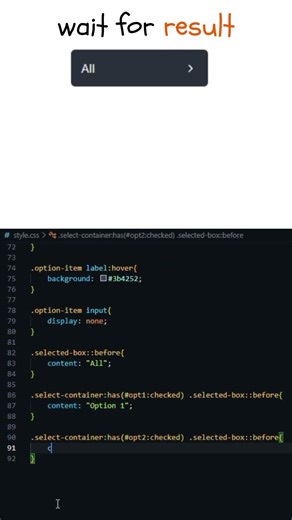 💦👇Simple Dropdown Design using HTML & CSS #webdevelopment #html #css #shorts