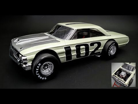 1964 Ford Galaxie 427 Modified Stocker 1/25 Scale Model Kit Build How To Assemble Paint Decal Engine
