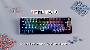 TMKB T68 Gaming Tastatur,60% Kabellos Mechanische RGB Tastatur mit Bluetooth/2.4G/Typ-C,Compact 68 Tasten Anti-Ghosting,Deutsches QWERTZ Layout (Schwarz/Grau, Blauer Switch)