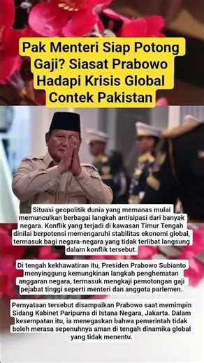 Pak Menteri Siap Potong Gaji? Siasat Prabowo Hadapi Krisis Global Contek Pakistan