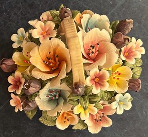 Capodimonte Porcelain Flower Basket From Italy Signed 16 Cm Handmade Unique Colorful Piece - Etsy