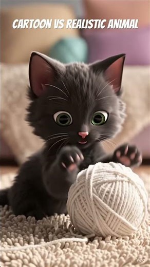 Cartoon cat VS realistic AI created cat. Neither are real - which do you prefer? #cute #kitten #cat