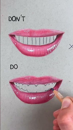 Simple Way To Draw Teeth #howtodraw #drawing #coloredpencil #teeh