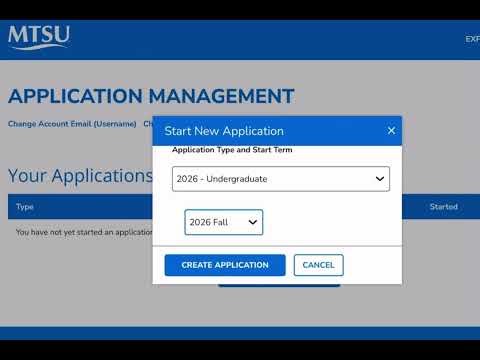 MTSU Admissions Application Tutorial Video
