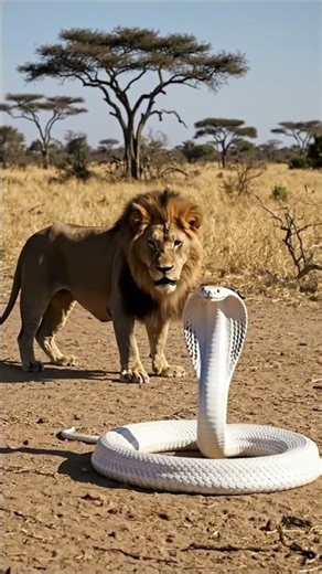 Lion vs White King Cobra 🐍🦁 Fight You Won’t Believe! #youtubeshorts #trending