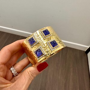 Tanzanite, Diamond & 18k Yellow Gold Cuff, Bangle, Bracelet - Etsy