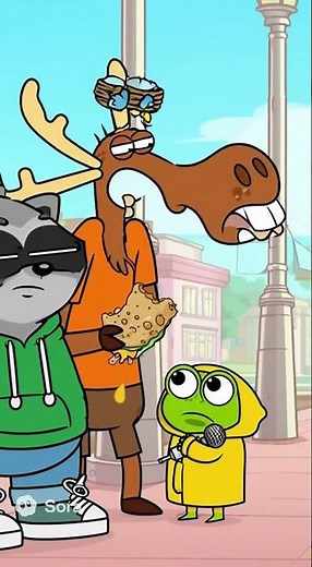funny moose eating his sandwich on the sidewalk cartoon short