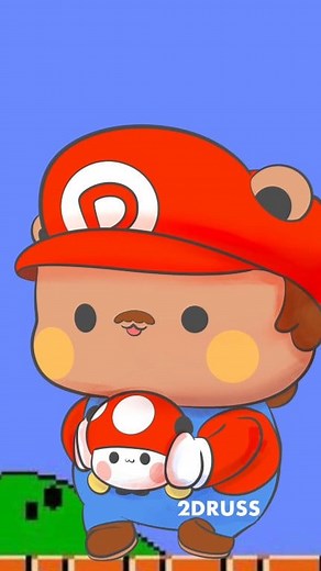 -Dudu Bros y su Bubunguito- Personalizacion de osito Dudu ( Bubu) de Huang Xiao B, con ek traje de Super Mario Bros, debe comer su honguito para crecer. ( sticker animado en el primer comentario) #mariobros #mariogalaxy #bubududu #2druss #bowser | 2D Russell