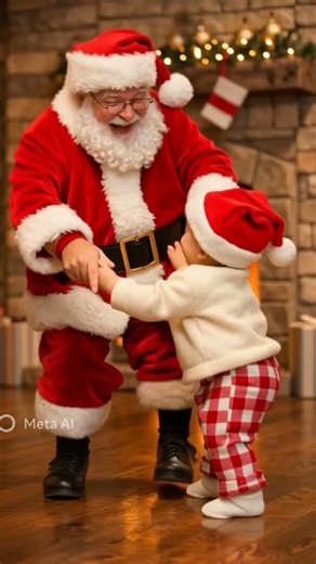 When Santa Dances with a Baby 😂🎅 #cutebaby #cute #adorably #baby #adoreble #funny #santa