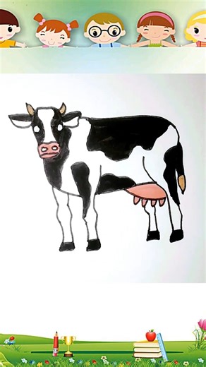 Cute Cow 🐄 Drawing Easy Step by Step #shorts #trending #cute #cow #drawing #like #art