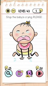 Brain Test Level 43 Stop the baby's crying please solution - hold the phone upside down