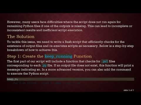 How to Create a Recursive Bash Script to Manage Python Outputs using *.pkl Files