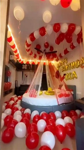 The Ultimate Romantic Birthday Room Surprise in Red & White! ❤️✨ #birthdaydecor #romantic #surprise