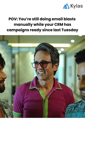 Laughter Colours | Memes Only on Instagram: "Manual email blasts? That era is over. Kylas has everything automated and ready before your coffee even cools @officialkylas #Kylas #Sales #CRM #KylasSales #KylasSalesCRM #SalesTeamProblems #SalesLife #CRMMeme #WorkSmarter #SalesHumor #BusinessGrowth #AutomationTools #SalesProductivity"