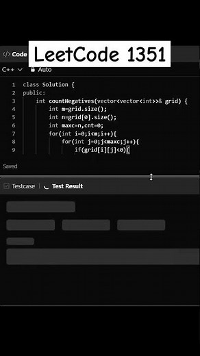 LeetCode 1351. Count Negative Numbers in a Sorted Matrix | POTD 28/12/25 #leetcode #coding #dsa