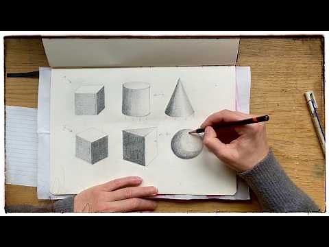 Pencil Tutorial on How to Draw and Shade Basic Forms - Cube, Cylinder, Sphere, and others.