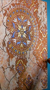 Wall art - mandala stencils - texture putty #shortvideo #shorts