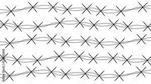 Animated 2D background with black barbed wire on white background