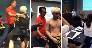 Temasek Polytechnic Bumblebee scuffle & taking off shirt in class, explained