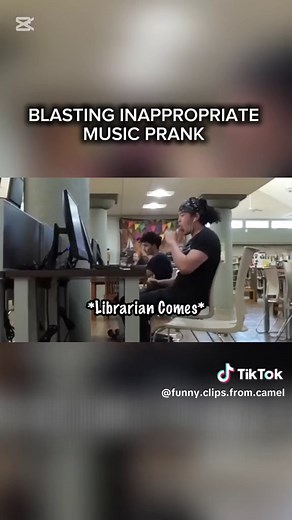 BLASTING INAPPROPRIATE MUSIC PRANK IN LIBRARY #fyp #FORYOUPAGE #blasting #inappropriate #song #in #library #prank