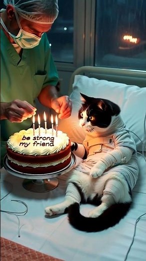 Cerita Sedih Seorang Dokter Menyalakan Lilin untuk Seekor Kucing Kecil yang sakit dan Berani 🎂💔