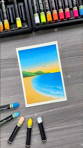 Easy Beach Sunset Drawing with Oil Pastels 🌅 | Step-by-Step Seascape Tutorial