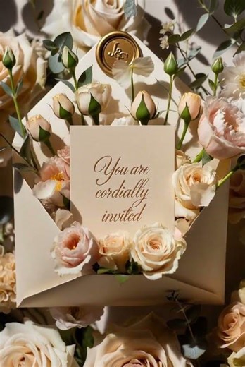 Animated Envelop Opening Wedding Invitation Floral Design #digitalinvitation #elegantdesign