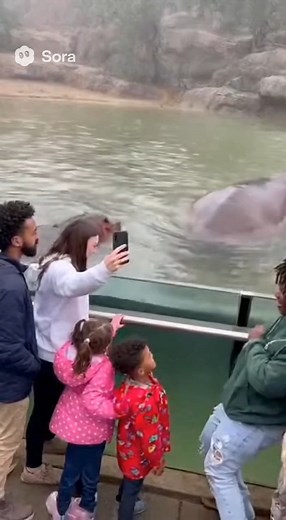 2.1K views | At a zoo near the hippo pool, visitors are enjoying the...