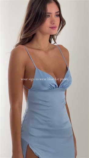 a little prom fairytale 💙✨ “Satin Ruffle Slit Maxi Dress in Light Blue” #lucyintheskystore #promdress #bluedress