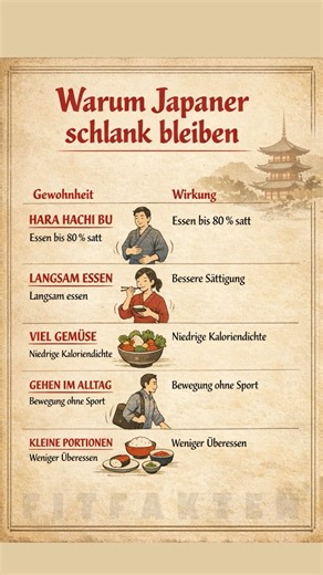 Warum Japaner schlank bleiben – diese einfachen Regeln machen den Unterschied 🇯🇵✨ #FitFakten