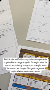 Multiplication and Division l: Choose efficient strategies (Whole Numbers) . Concept/s in Focus: 👉 Multiplication and Division computation strategies can be organised into strategy categories. Strategies where the numbers are broken up into parts and strategies where the numbers are changed. Change strategies may require a fix to achieve an exact answer. 👉 Numbers in multiplication computations can be broken into place value parts e.g. or compatible parts (or a combination of both) 👉 Numbers 