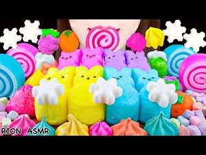 【ASMR】PEEPS RABBIT MARSHMALLOW,SNOWFLAKE GUMMY,MERINGUE COOKIE MUKBANG 먹방 EATING SOUNDS NO TALKING