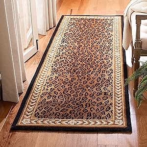 SAFAVIEH Chelsea Collection Runner Rug - 2'6" x 6', Black & Brown, Hand-Hooked Wool, Leopard Pattern, Ideal for Entryway, Foyer, Living Room, Bedroom (HK15A)