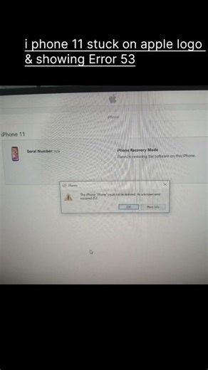 #i​ phone 11 #Stuck​ while Update & restoring, #Showing​ error 53 & 75, #how​ to solve that Issue.