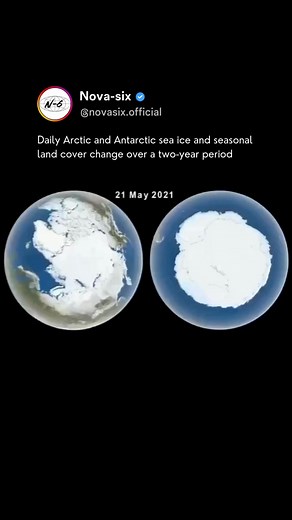 This NASA visualization captures the Arctic and Antarctic sea ice dynamics and seasonal land cover changes over two years, with each frame representing a single day. By tracking these shifts, scientists can better understand climate patterns and the impact of global warming on our planet’s frozen frontiers. What are your thoughts on Earth's changing ice caps? ❄️🌎 - - 🌐 Rep Your Love for #Space ✅ Follow @novasix.official - - DM ❤️ Cred: NASA’s Scientific Visualization Studio - - #nasa #solarsys