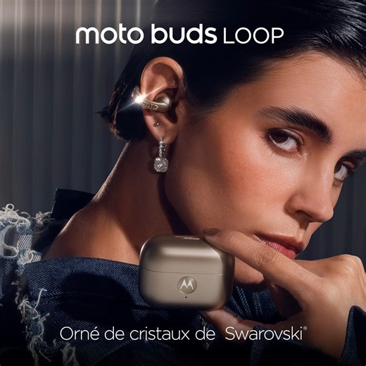 Découvrez l’art du son grâce aux nouveaux écouteurs moto buds loop  avec la technologie Sound by Bose, l’intégration de moto ai et une batterie longue durée. Conçue avec des cristaux Swarovski(MD) ✨ Acheter maintenant: https://bit.ly/44GMk3o | Motorola | Facebook
