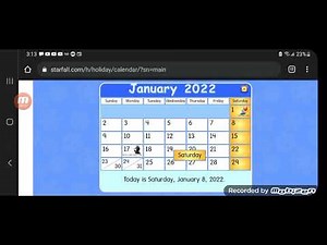 starfall calendar for January 8th 2022