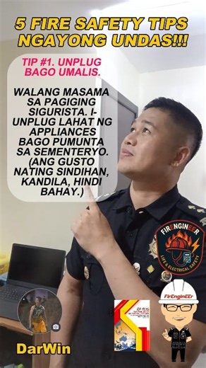 8.1K views · 163 reactions | 5 Safety TIPS na dapat ALAM mo ngayong Darating na UNDAS!!!! A Fire Safety Reminder from your Friendly neighborhood FirEnginEEr DarWin. FirEnginEEr : Bumberong Inhenyero #firengineer2013 #FireCodeofthePhilippines #ThinkFireSafetyNow #iamafirefighter | DarWin Dula Orsolino | Facebook