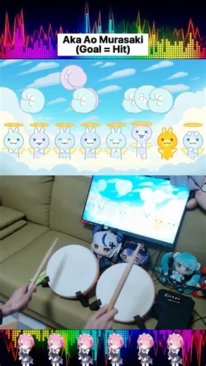 Aka❤️ Ao💙 Murasaki💜 (Flow Worms) - Bits & Bops with Drums 🥁