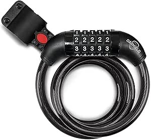 Bike Lock Cable, 47 inches Long 5 Digit Resettable Combination Code for Bicycle and Scooter Cable Lock Anti Theft Cable Locks with Secure Mounting Bracket