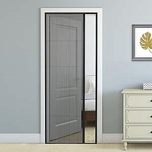 Retractable Screen Doors Aluminum Frame Low Track Sliding Screen Door for Front Gray French Indoor Room Door Dark Gray Mesh,Black Frame Custom Size.